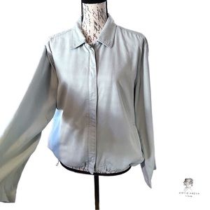 J Jill Modern Light Blue Lyocell Front Zip Utility Jacket M